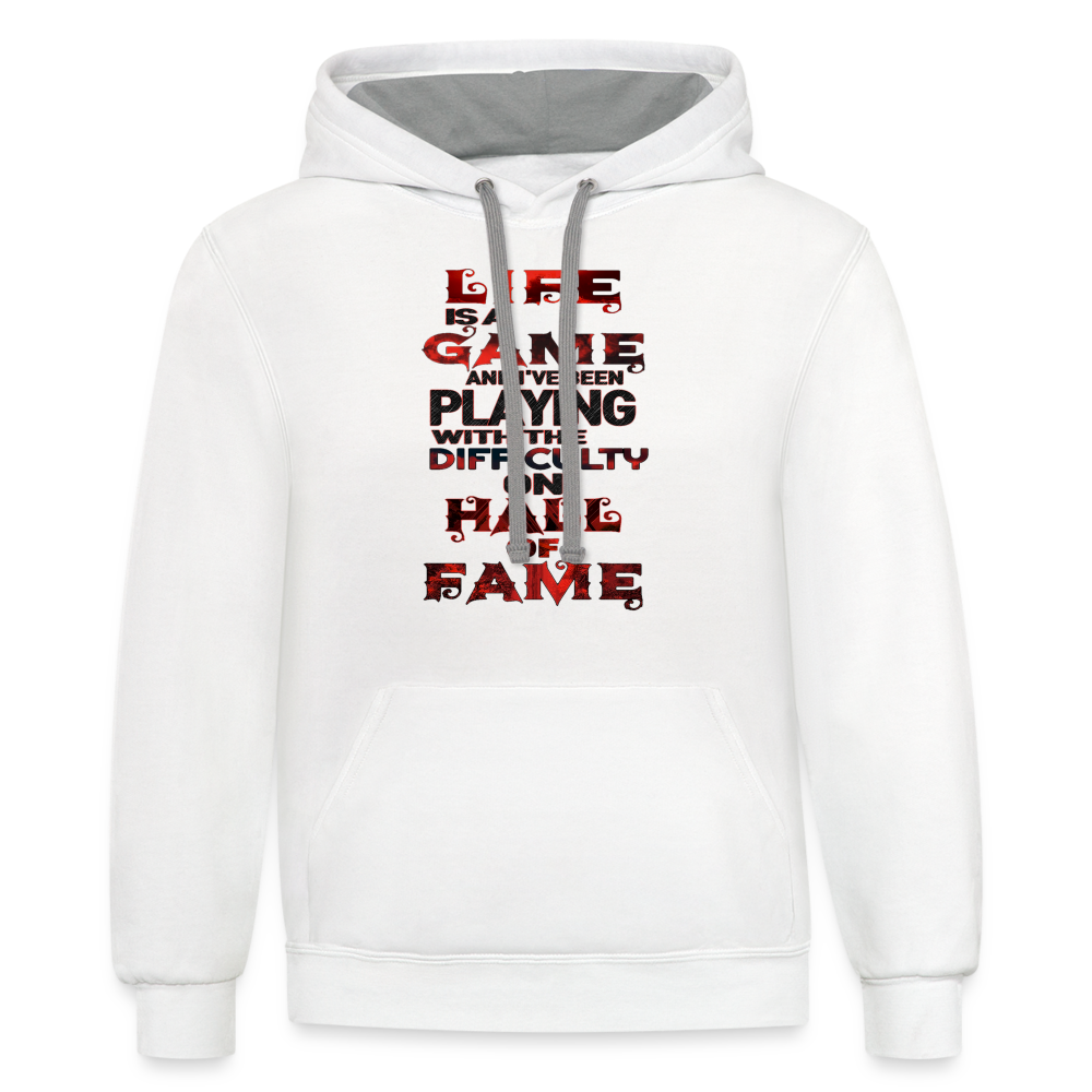 LIFE IS A GAME Premium Contrast Hoodie - white/gray