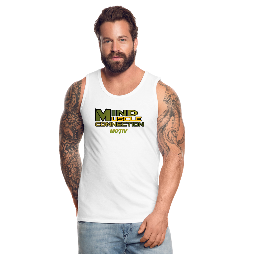 Mind Muscle Connection Men’s Premium Tank - white