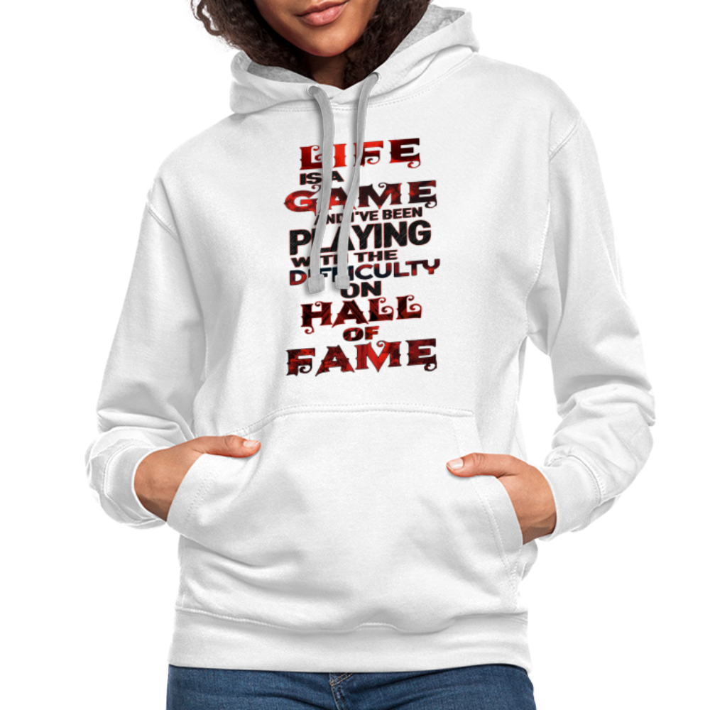 LIFE IS A GAME Premium Contrast Hoodie - white/gray