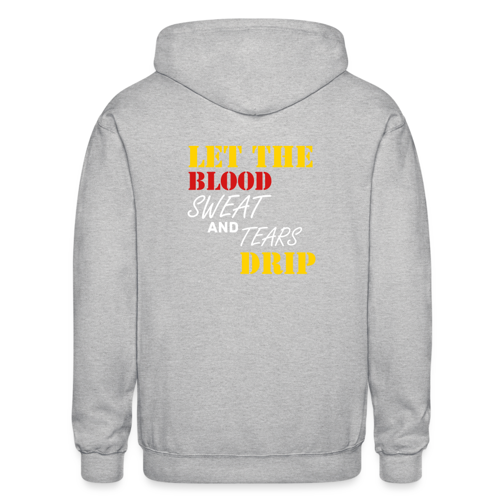 "Blood Sweat & Tears  Heavy Blend Adult Zip Hoodie - heather gray