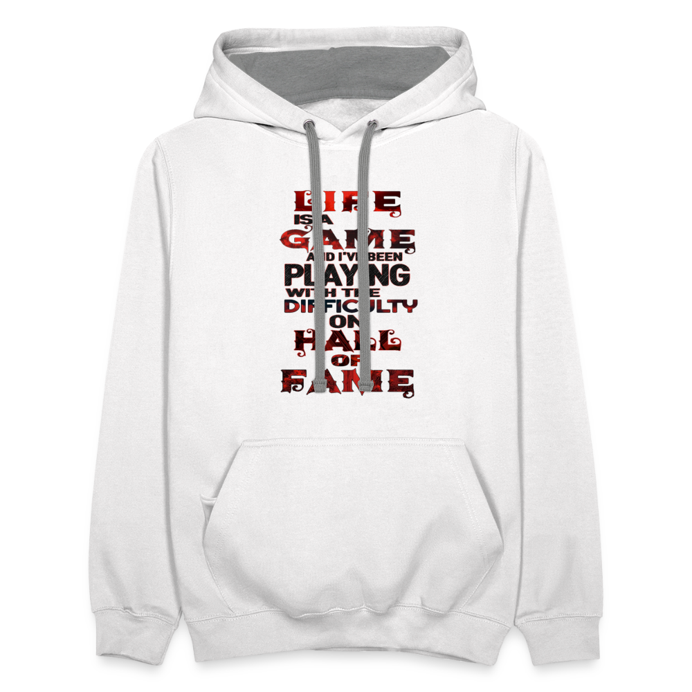 LIFE IS A GAME Premium Contrast Hoodie - white/gray