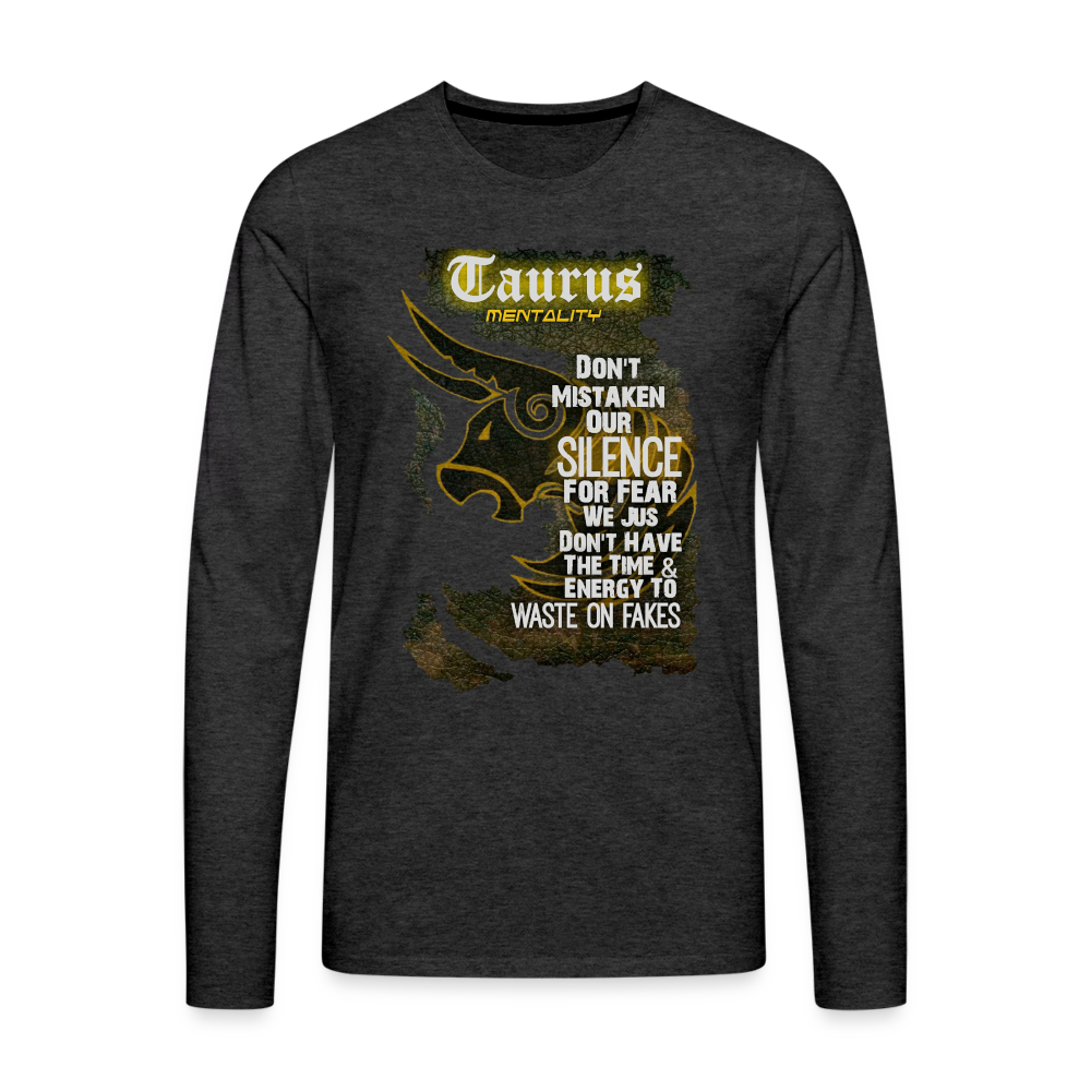 "Taurus Mentality" Premium Long Sleeve T-Shirt - charcoal grey