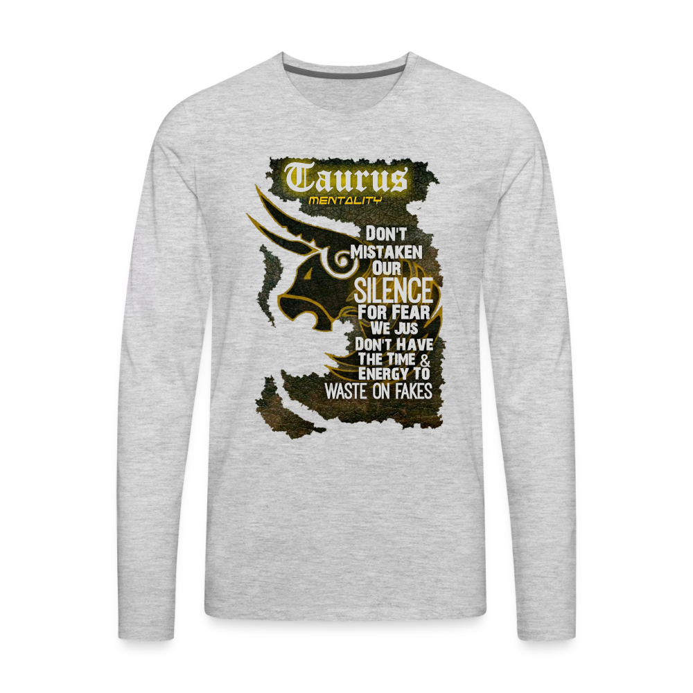 "Taurus Mentality" Premium Long Sleeve T-Shirt - heather gray