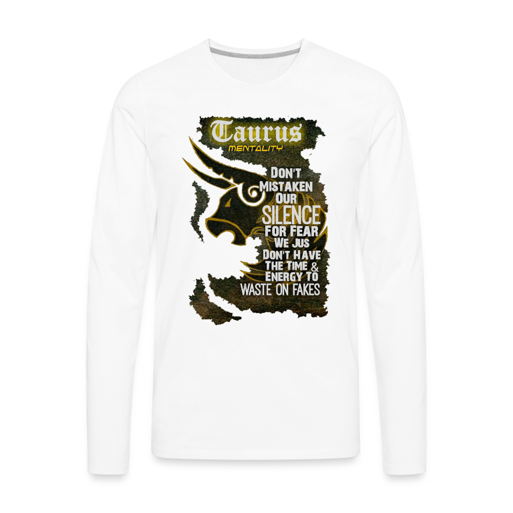 "Taurus Mentality" Premium Long Sleeve T-Shirt - white