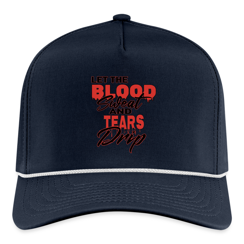 Let The Blood Sweat & Tears Drip Cap - navy/white