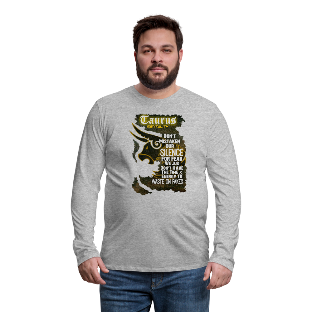 "Taurus Mentality" Premium Long Sleeve T-Shirt - heather gray