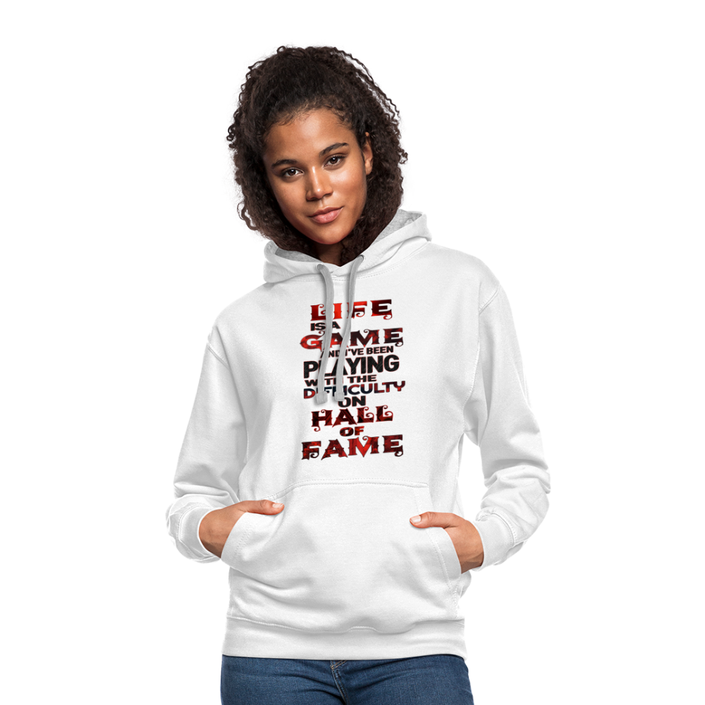 LIFE IS A GAME Premium Contrast Hoodie - white/gray