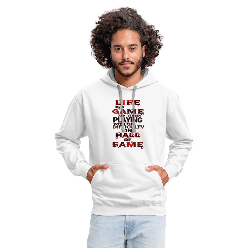 LIFE IS A GAME Premium Contrast Hoodie - white/gray