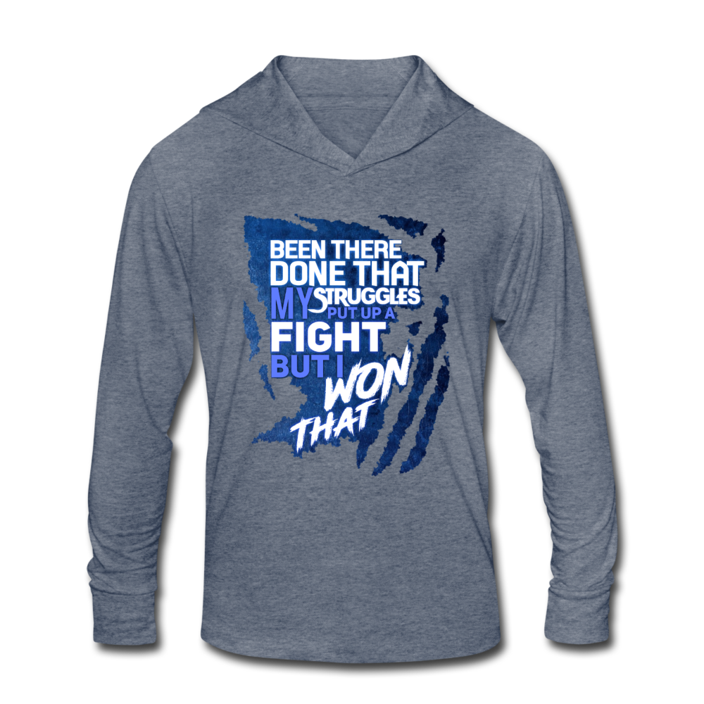 "BEEN THERE DONE THAT" Style 2 Tri-Blend Hoodie Shirt - heather blue