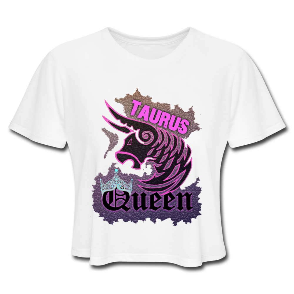 "TAURUS QUEEN" Women's Cropped T-Shirt - white