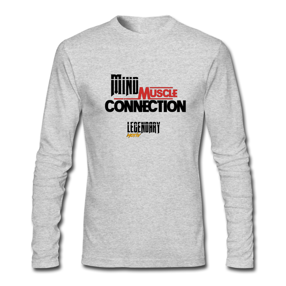 "MIND MUSCLE CONNECTION" Men's Long Sleeve Tee - heather gray