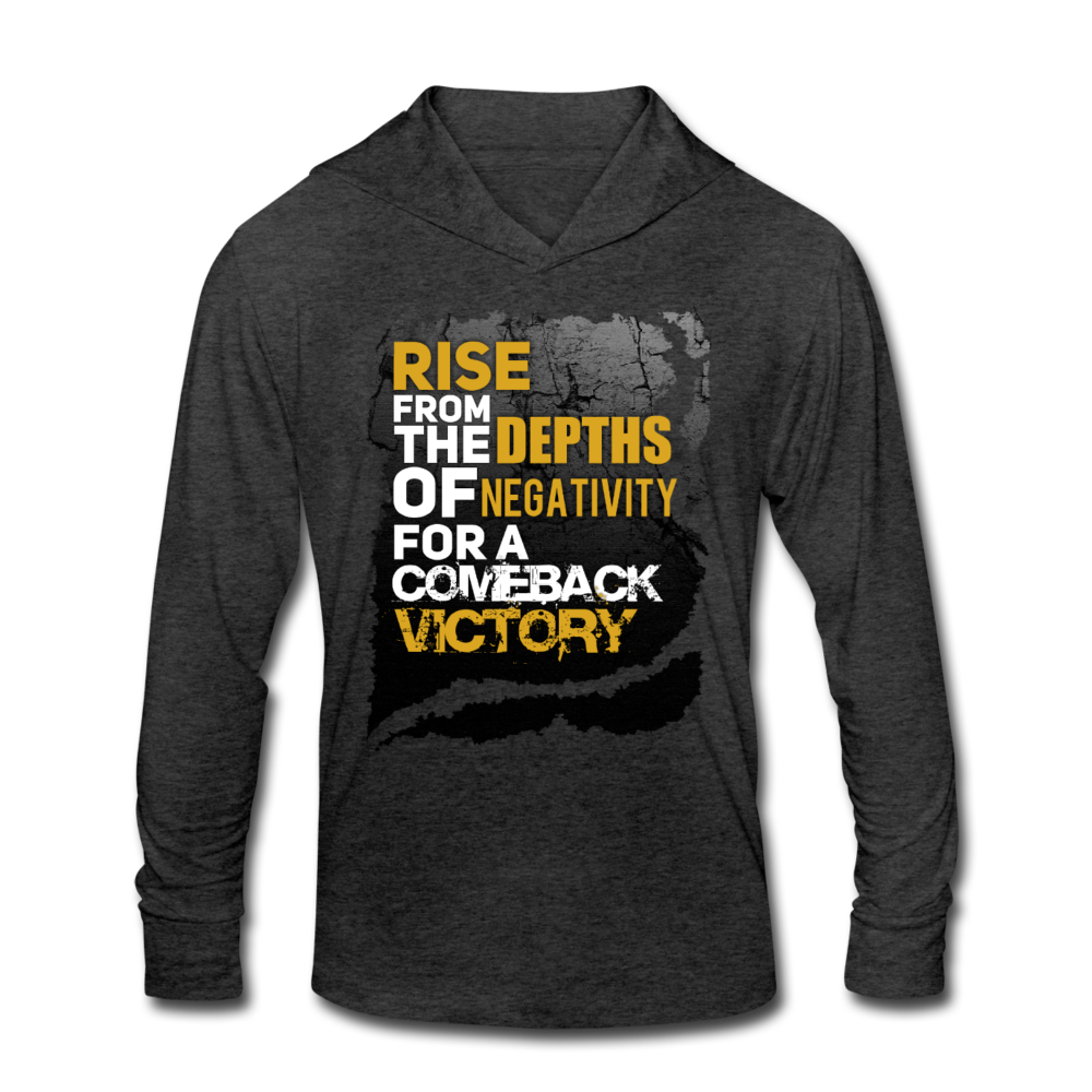 "COMEBACK VICTORY" Tri-Blend Hoodie Shirt - heather black