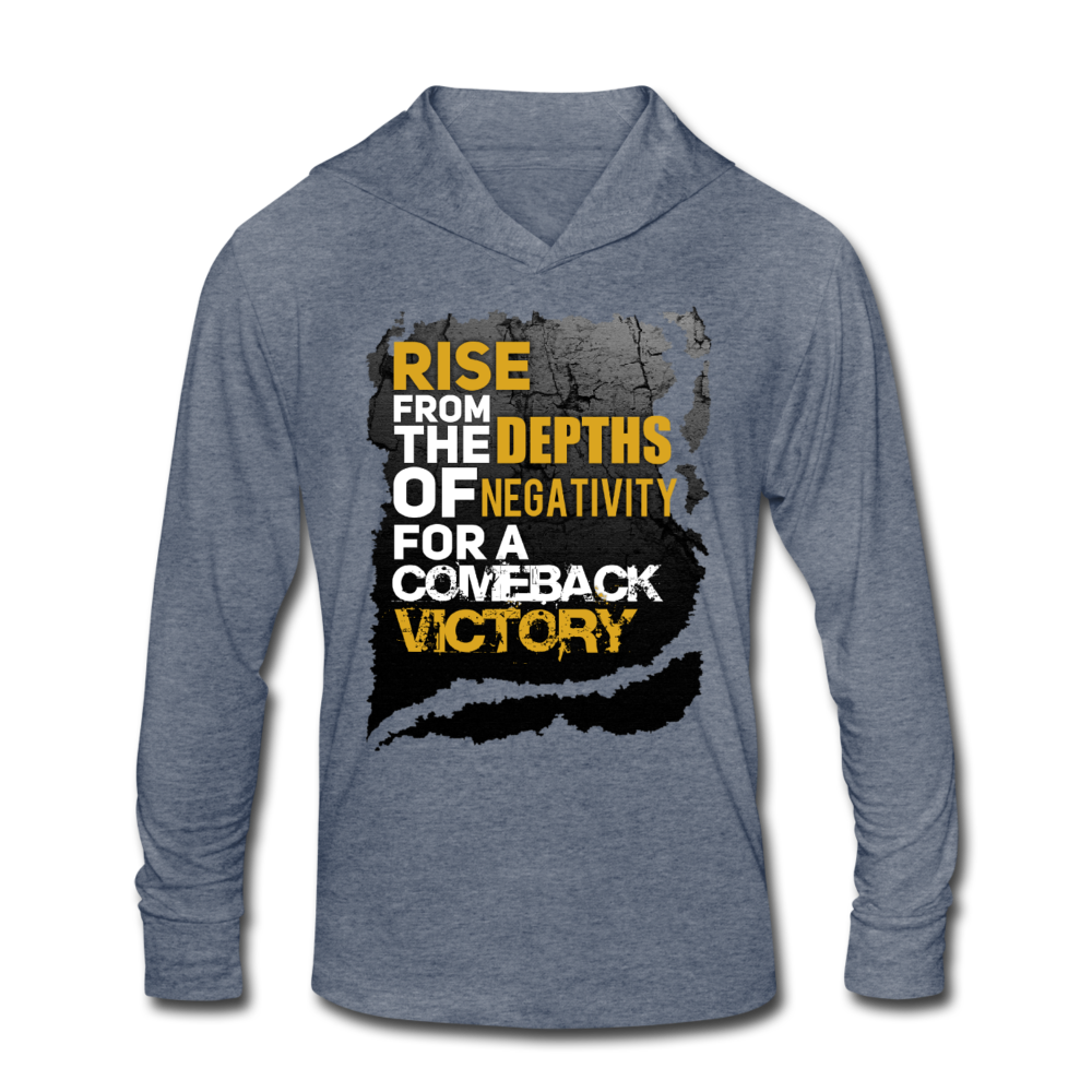 "COMEBACK VICTORY" Tri-Blend Hoodie Shirt - heather blue