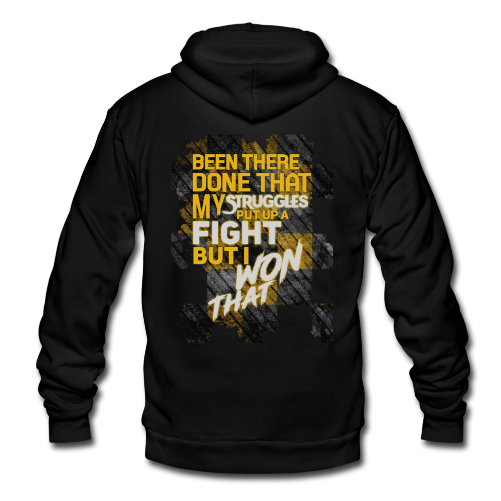 "BEEN THERE DONE THAT" Reverse Print Zip Hoodie - black